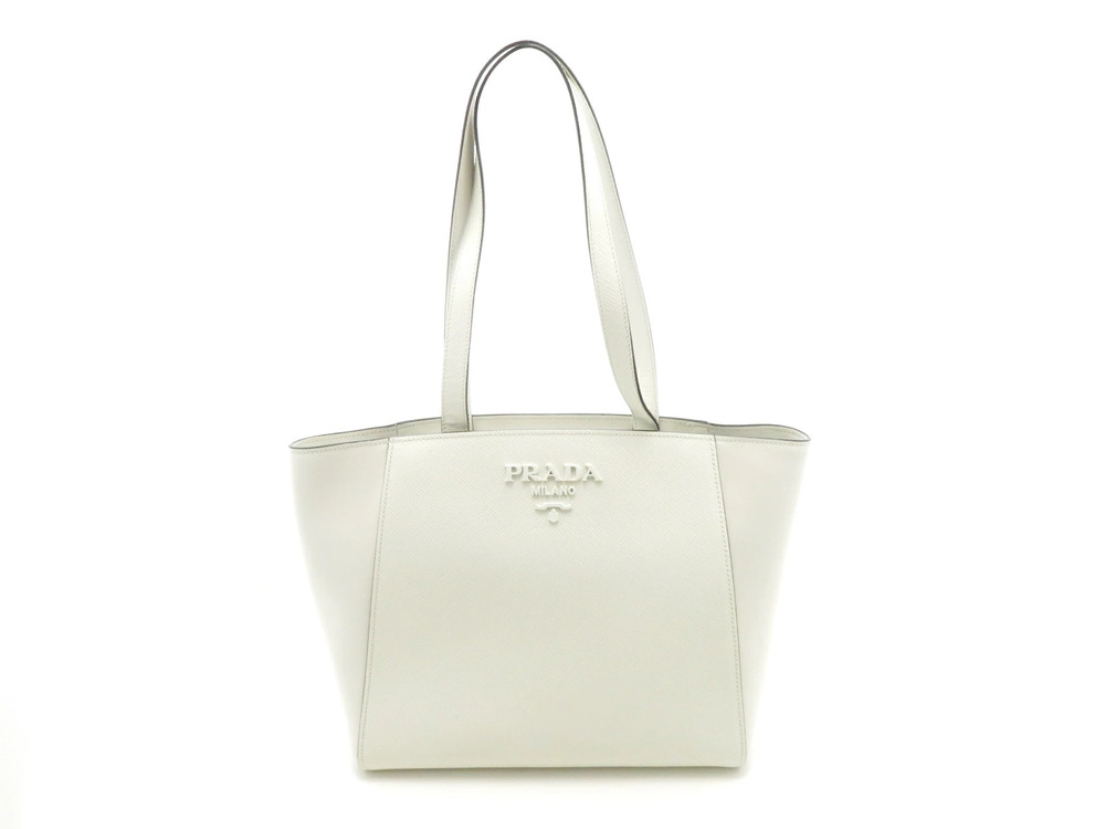Prada Saffiano Tote Bag White Calfskin